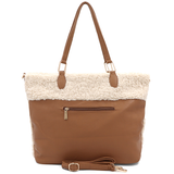 Nagy női plüss táska – téglabarna