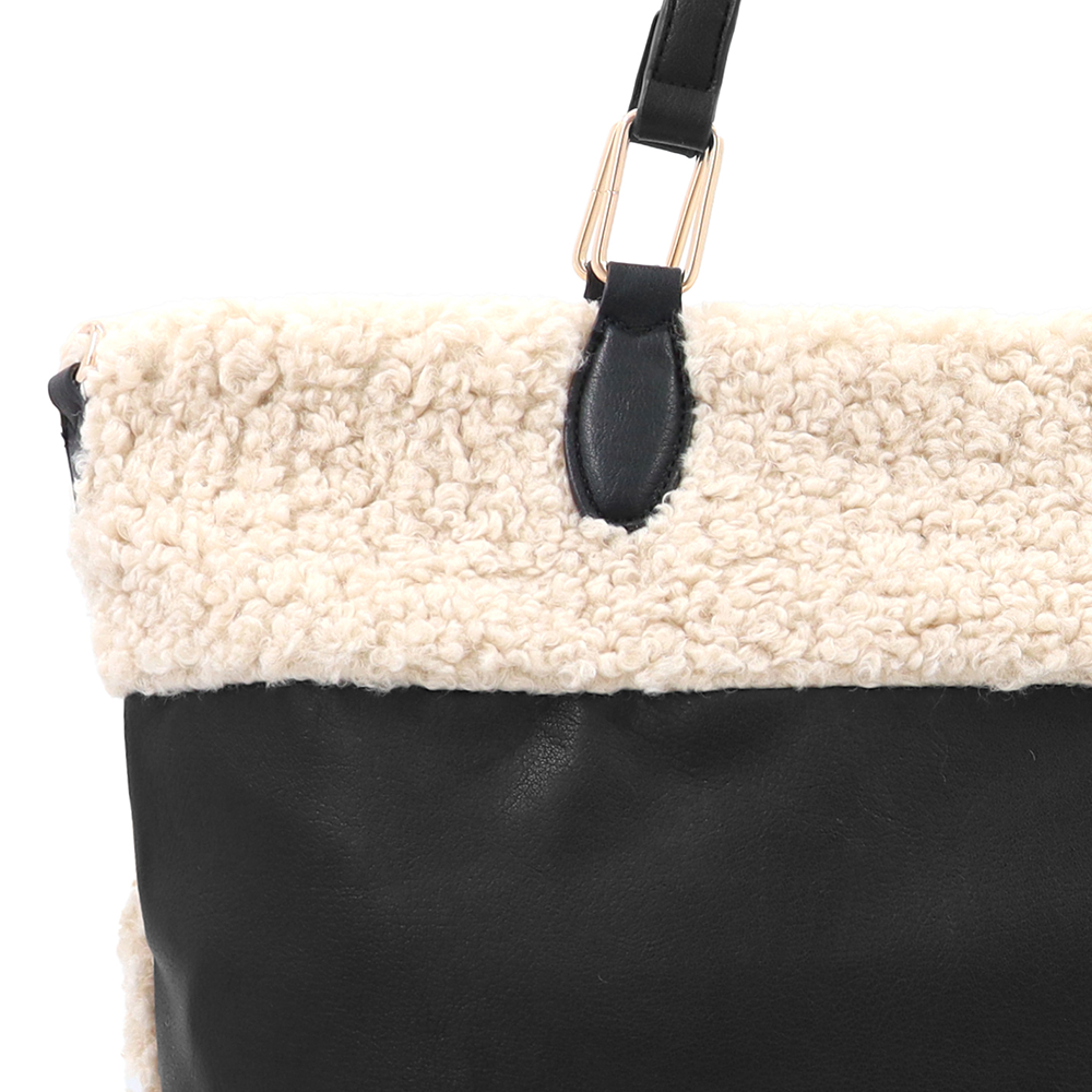 Nagy női plüss táska – fekete