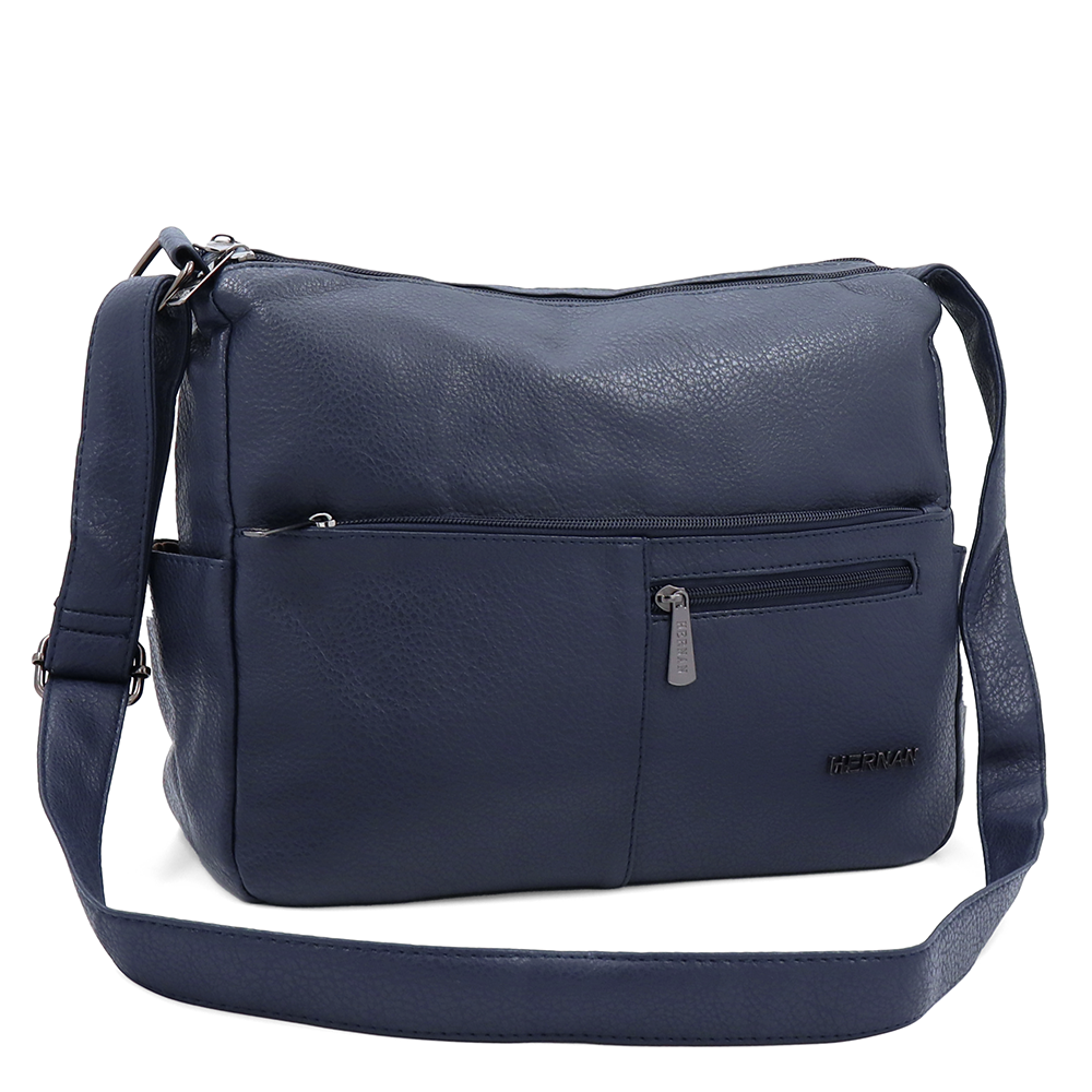 Válltáska 2 rekesszel és sok zsebbel - sötétkék