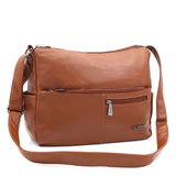 Válltáska 2 rekesszel és sok zsebbel - téglabarna