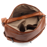 Válltáska 2 rekesszel és sok zsebbel - téglabarna