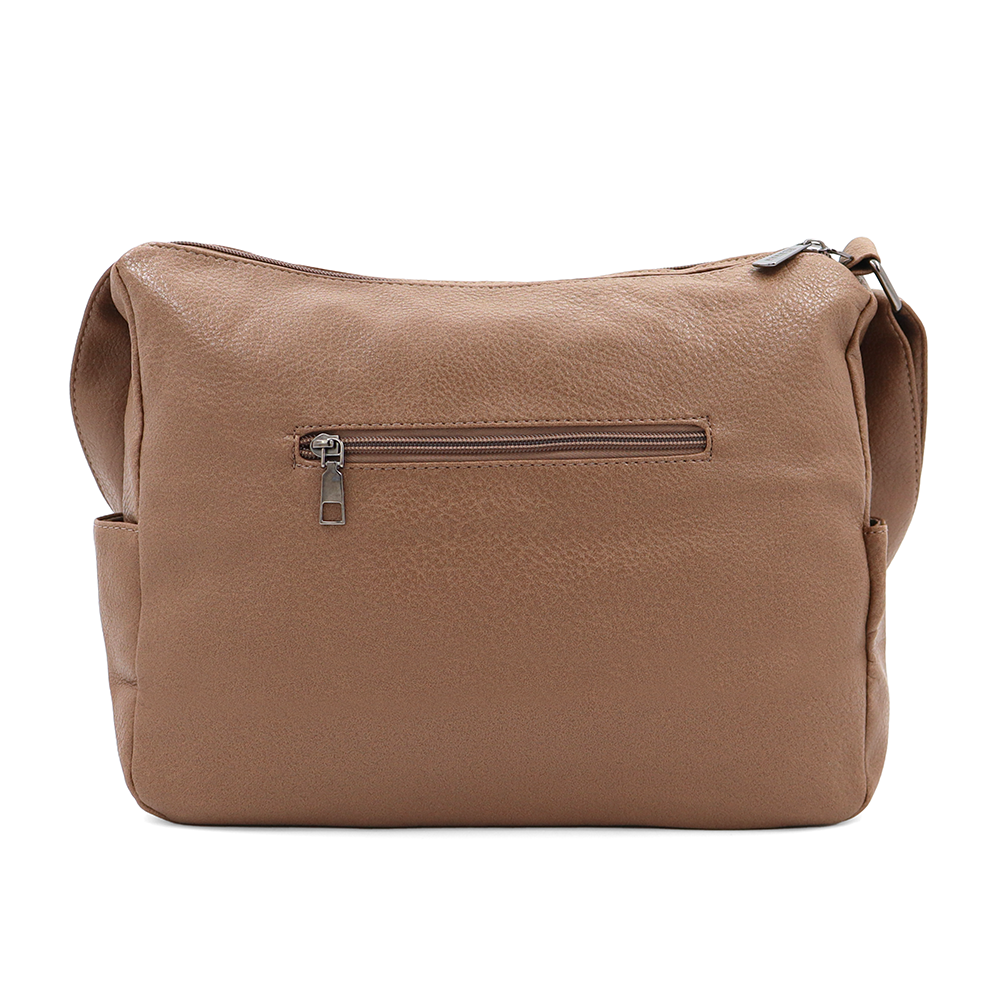 Válltáska 2 rekesszel és sok zsebbel - világosbarna