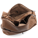 Válltáska 2 rekesszel és sok zsebbel - világosbarna