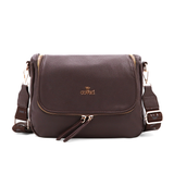 Válltáska speciális kártya-/névjegytartó rekesszel – barna