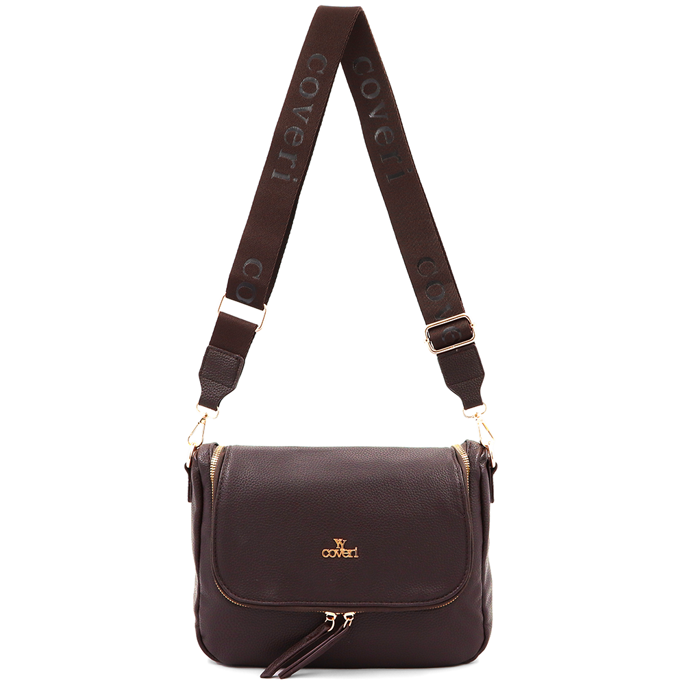 Válltáska speciális kártya-/névjegytartó rekesszel – barna