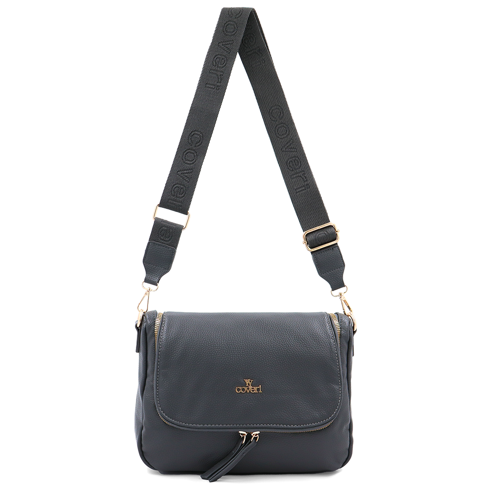 Válltáska speciális kártya-/névjegytartó rekesszel – szürke