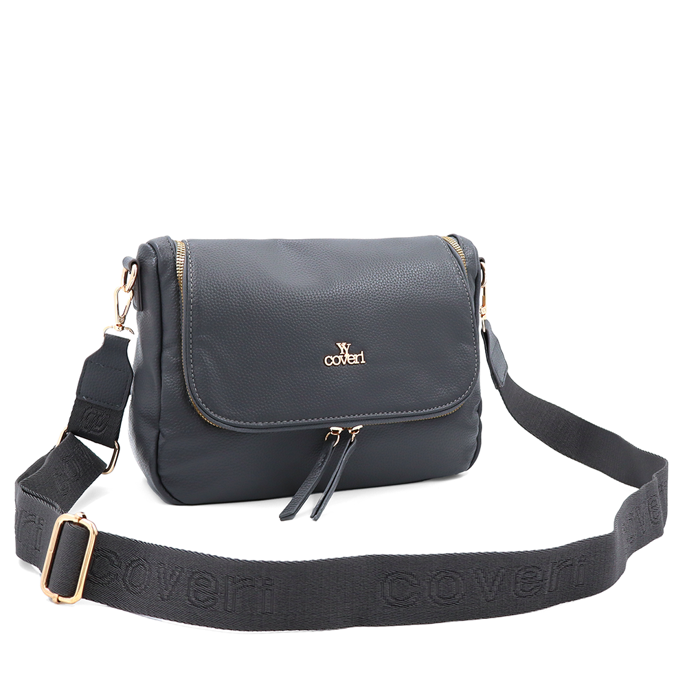 Válltáska speciális kártya-/névjegytartó rekesszel – szürke