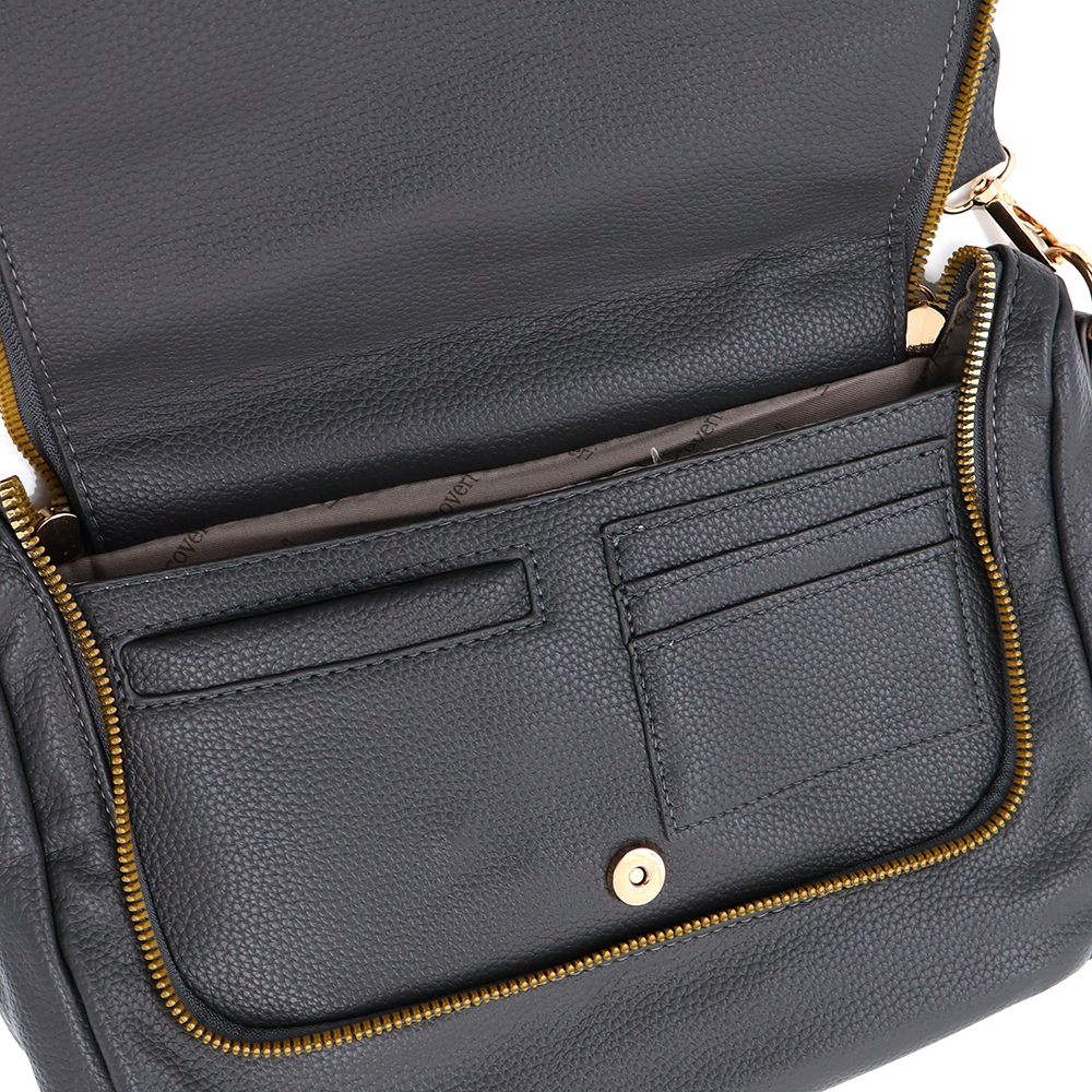 Válltáska speciális kártya-/névjegytartó rekesszel – szürke