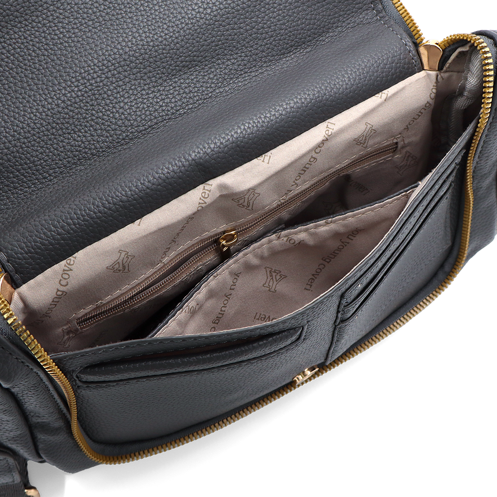 Válltáska speciális kártya-/névjegytartó rekesszel – szürke