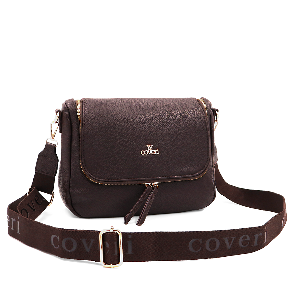 Válltáska speciális kártya-/névjegytartó rekesszel – barna