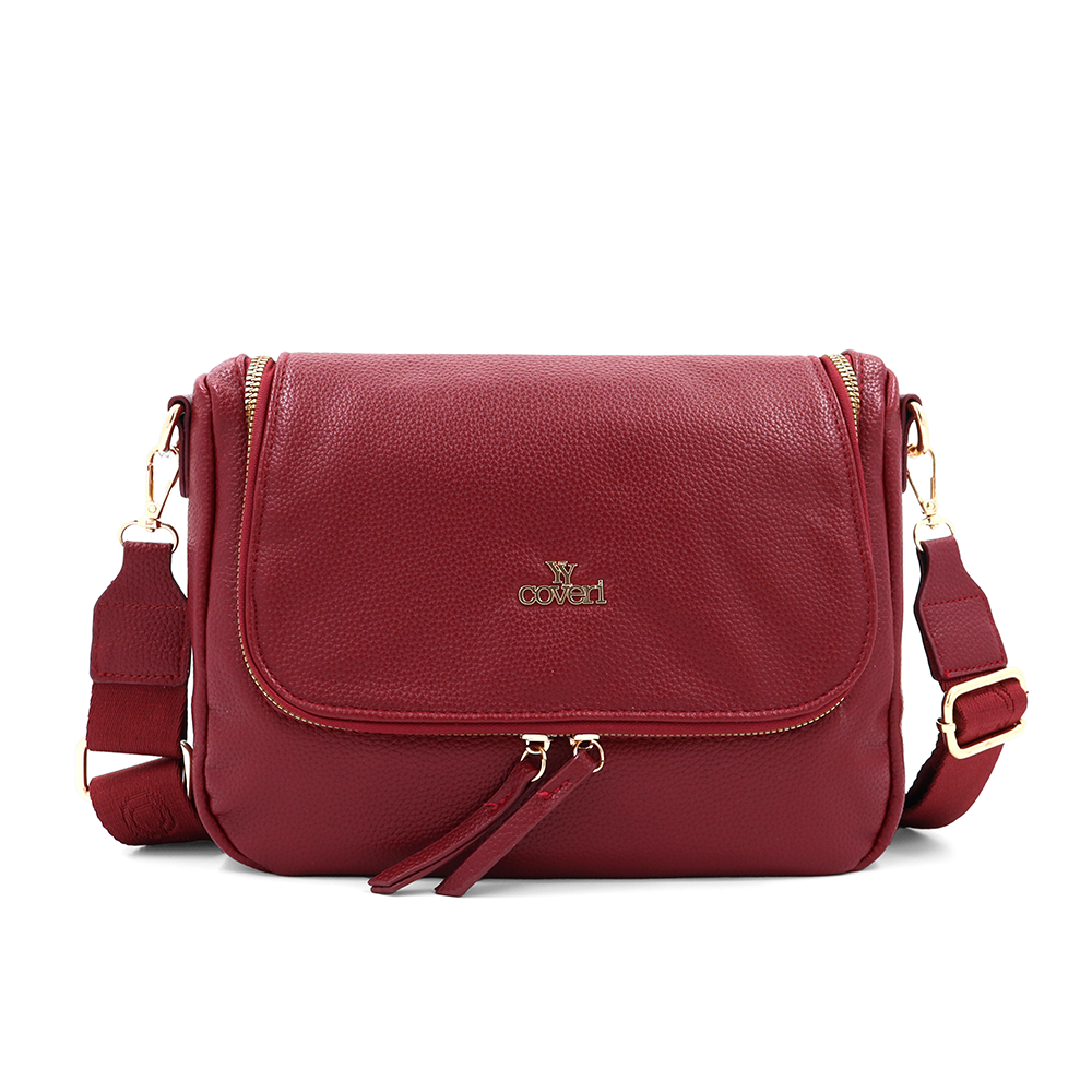 Válltáska speciális kártya-/névjegytartó rekesszel – piros