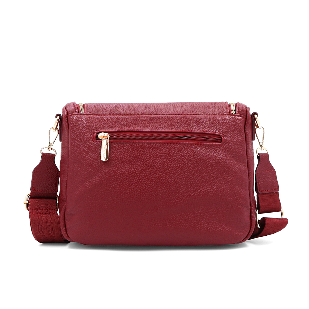 Válltáska speciális kártya-/névjegytartó rekesszel – piros