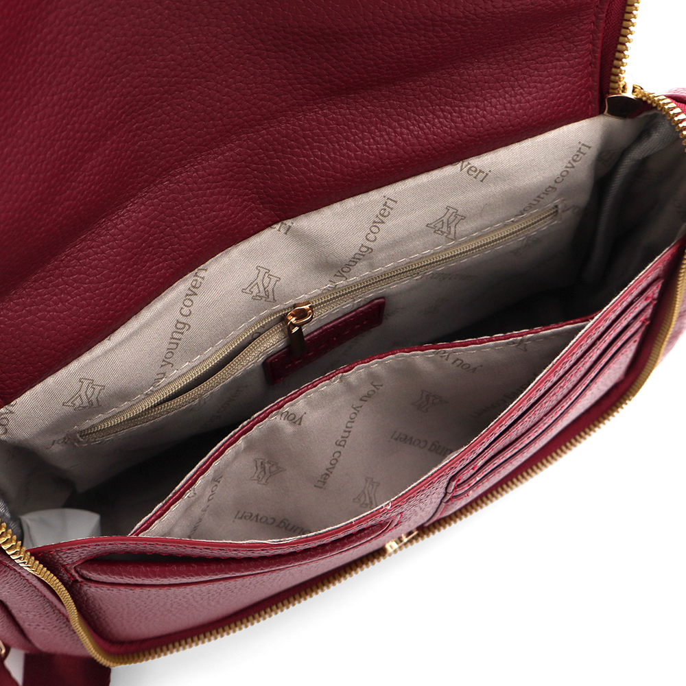 Válltáska speciális kártya-/névjegytartó rekesszel – piros