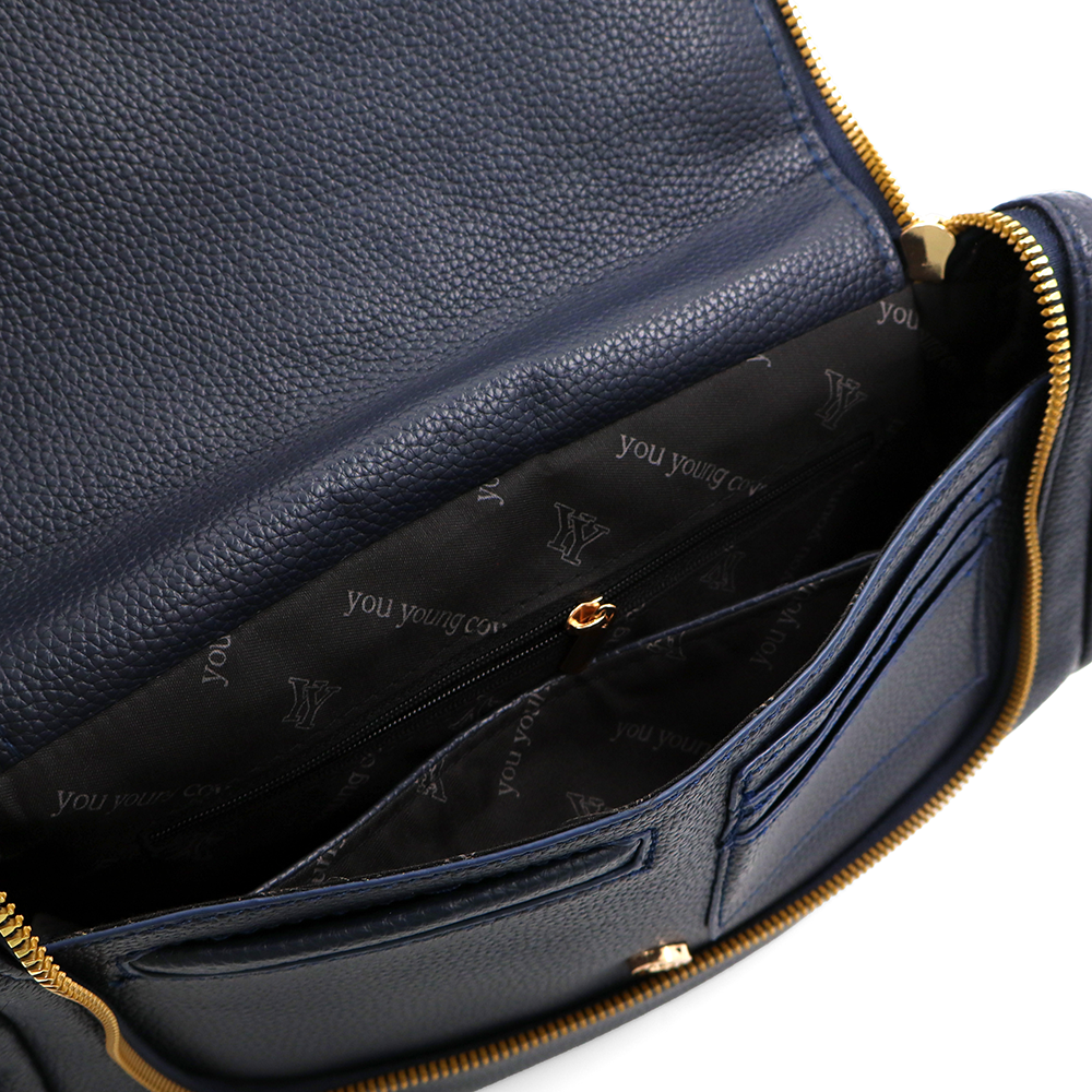 Válltáska speciális kártya-/névjegytartó rekesszel – sötétkék