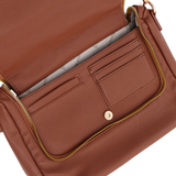 Válltáska speciális kártya-/névjegytartó rekesszel – téglabarna