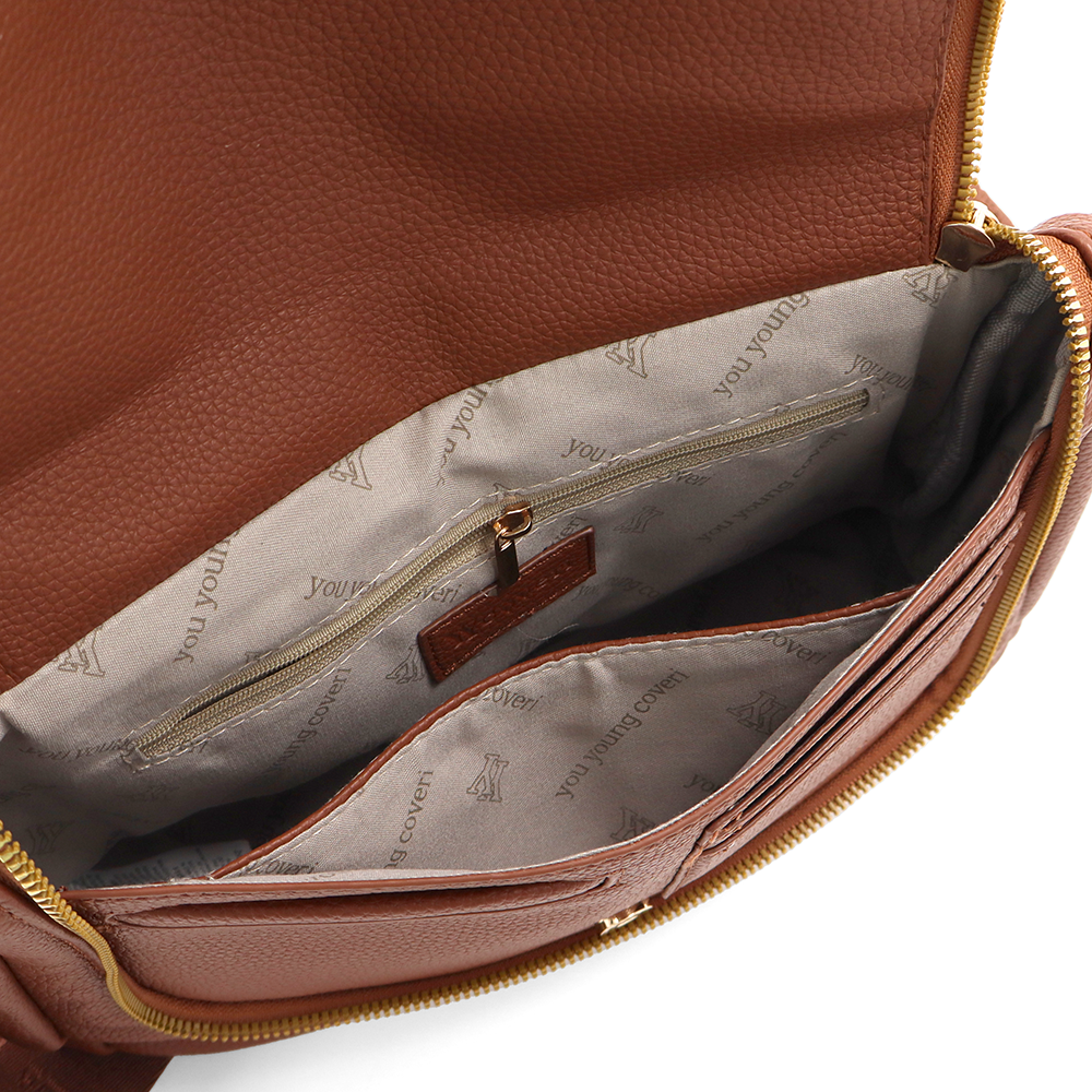 Válltáska speciális kártya-/névjegytartó rekesszel – téglabarna