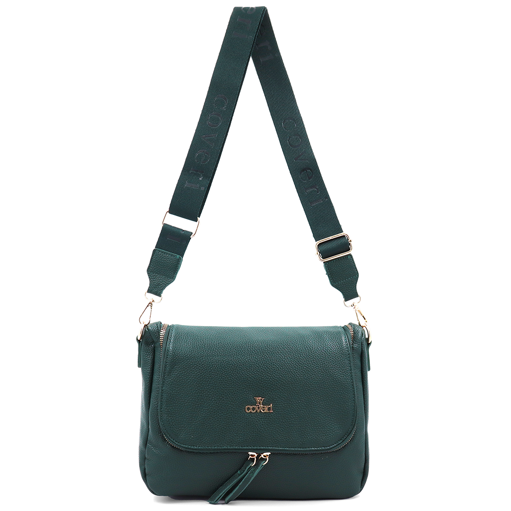 Válltáska speciális kártya-/névjegytartó rekesszel – zöld