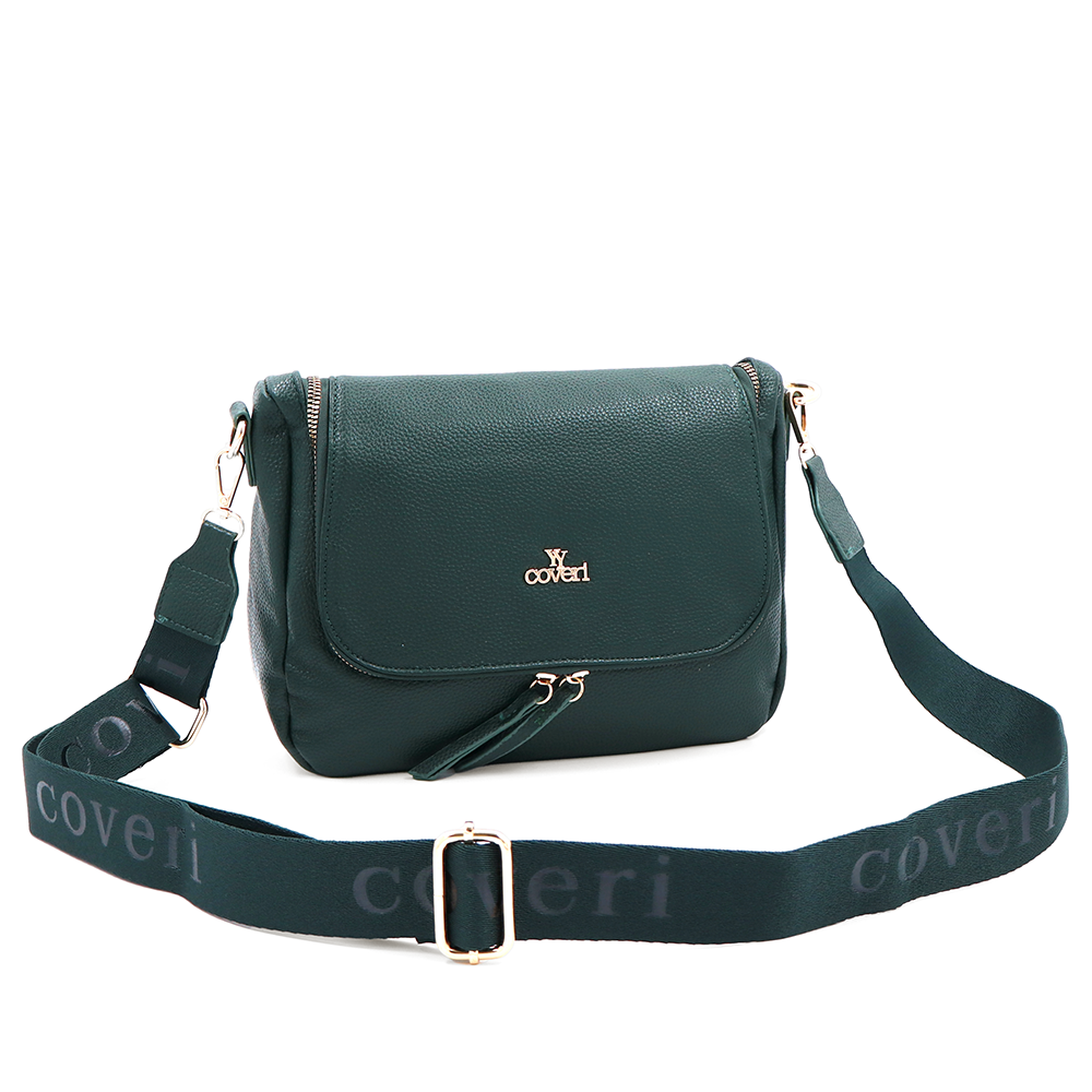 Válltáska speciális kártya-/névjegytartó rekesszel – zöld