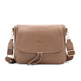 Válltáska speciális kártya-/névjegytartó rekesszel – világosbarna