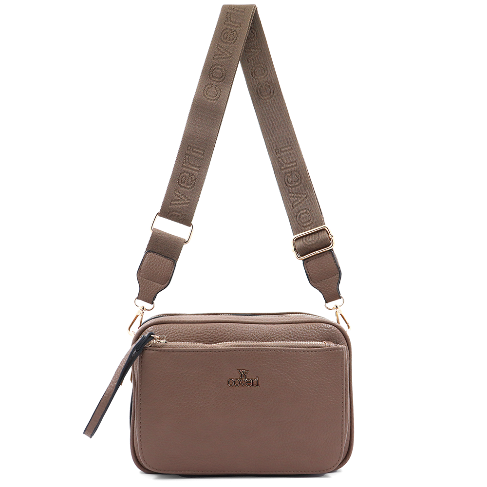 Női válltáska két rekesszel – világosbarna