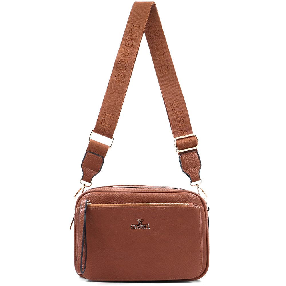 Női válltáska két rekesszel – téglabarna