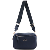 Női válltáska két rekesszel – sötétkék