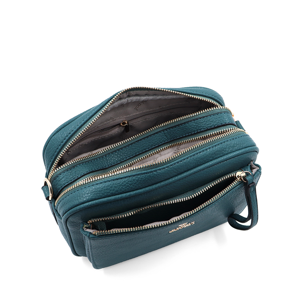 Női válltáska két rekesszel – türkiz