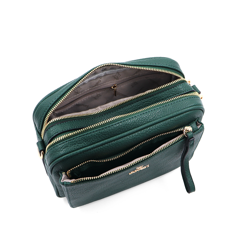 Női válltáska két rekesszel – zöld