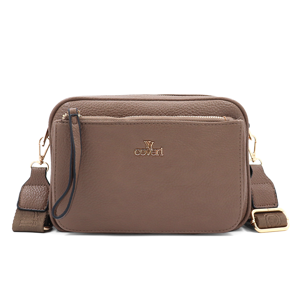 Női válltáska két rekesszel – világosbarna