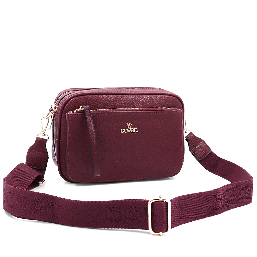 Női válltáska két rekesszel – bordó