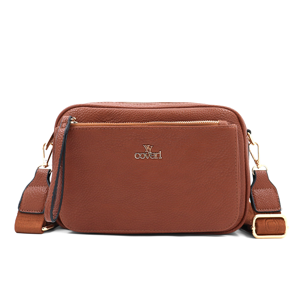 Női válltáska két rekesszel – téglabarna