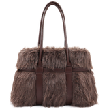 Nagy női táska plüssből – barna