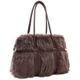Nagy női táska plüssből – barna