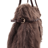 Nagy női táska plüssből – barna