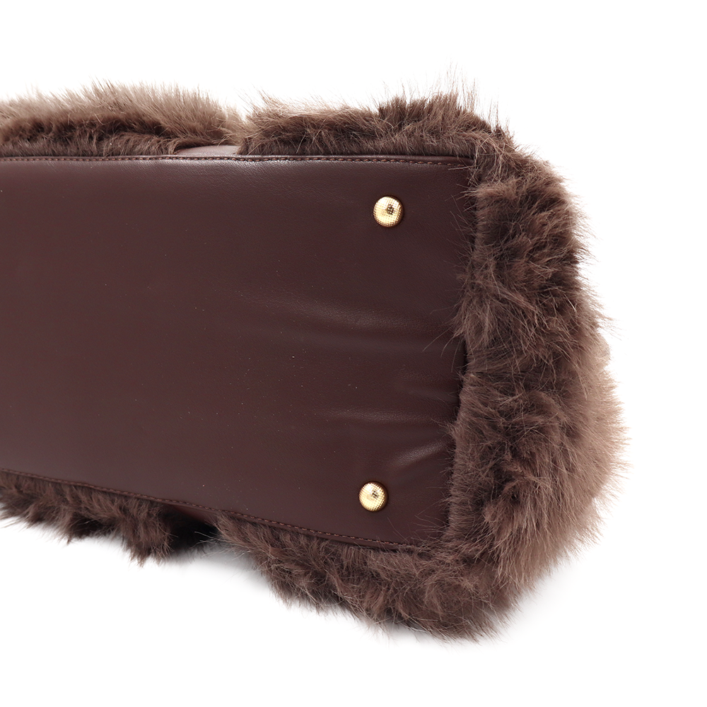 Nagy női táska plüssből – barna