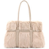 Nagy női táska plüssből – bézs