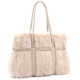 Nagy női táska plüssből – bézs