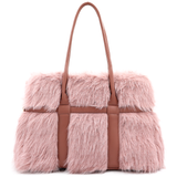 Nagy női táska plüssből – rózsaszín