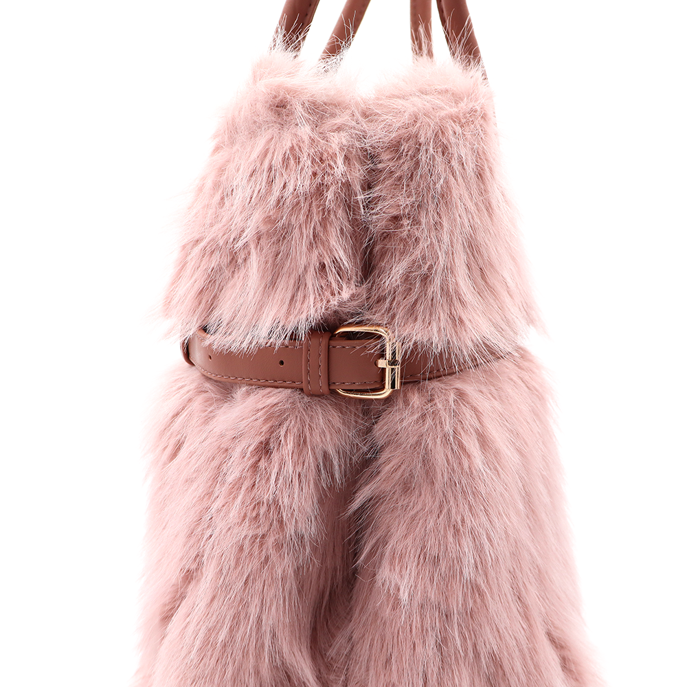 Nagy női táska plüssből – rózsaszín