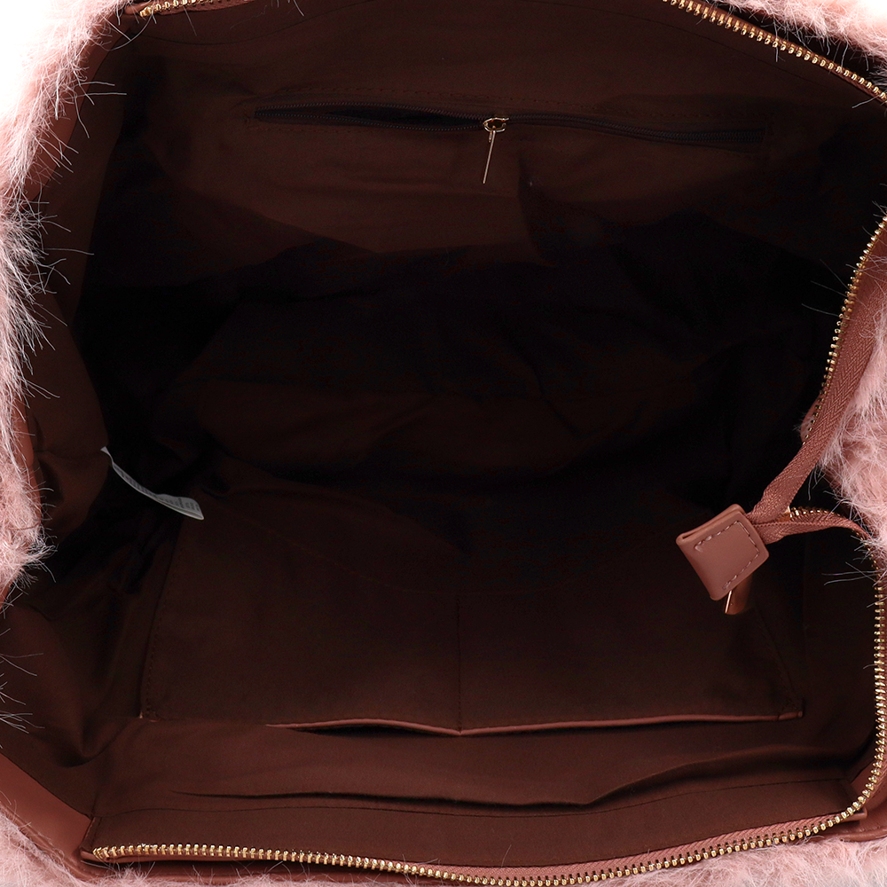 Nagy női táska plüssből – rózsaszín