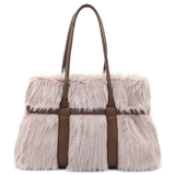 Nagy női táska plüssből – világosbarna