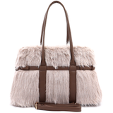 Nagy női táska plüssből – világosbarna