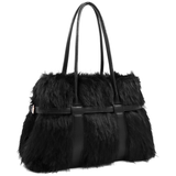 Nagy női táska plüssből – fekete
