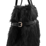 Nagy női táska plüssből – fekete