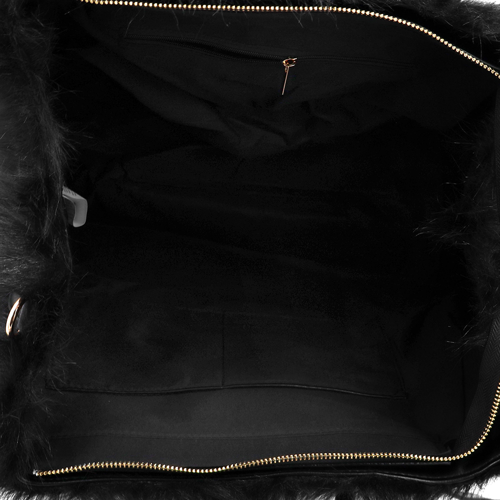 Nagy női táska plüssből – fekete