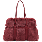 Nagy női táska plüssből – bordó