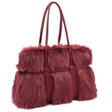 Nagy női táska plüssből – bordó