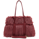 Nagy női táska plüssből – bordó