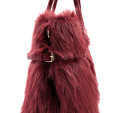 Nagy női táska plüssből – bordó