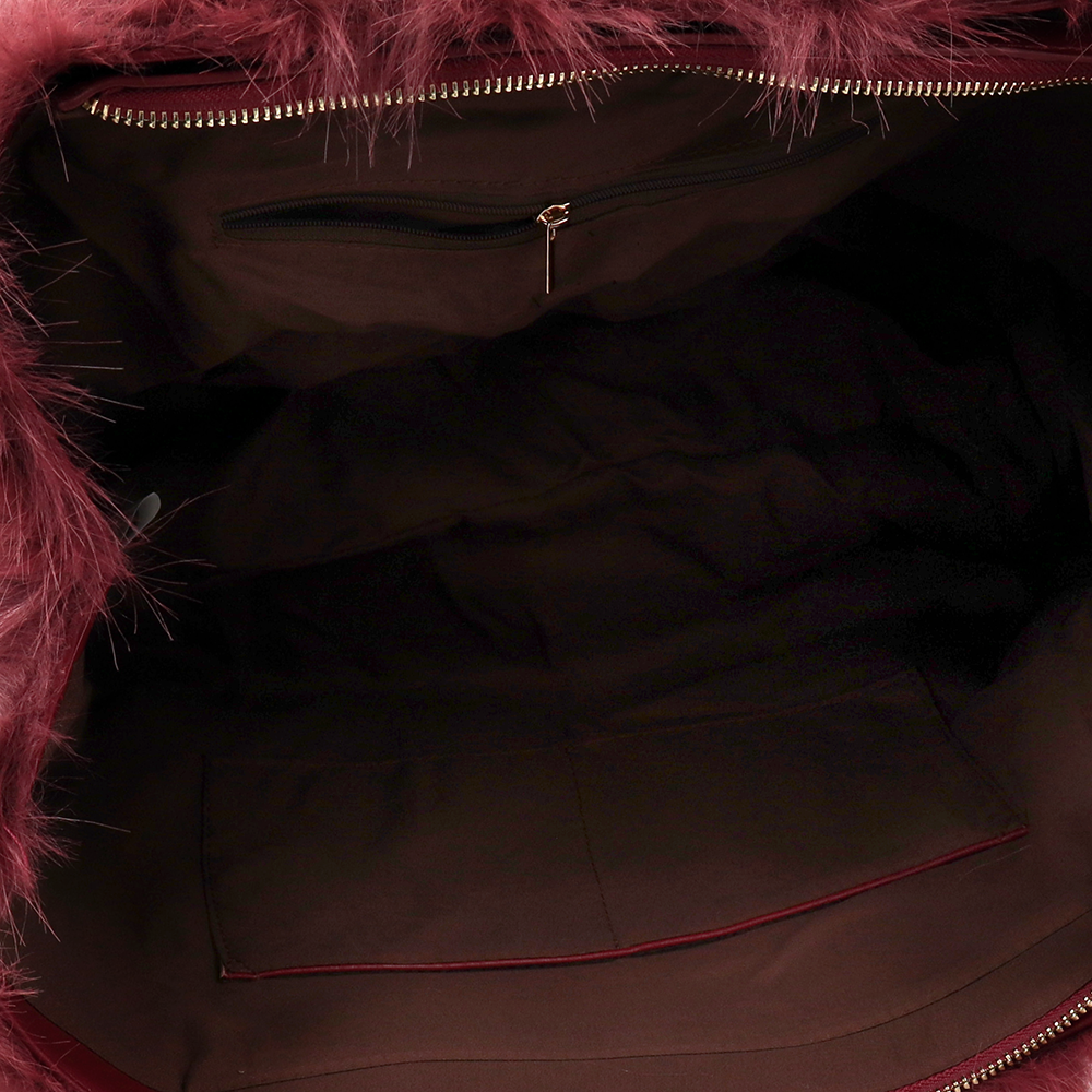 Nagy női táska plüssből – bordó